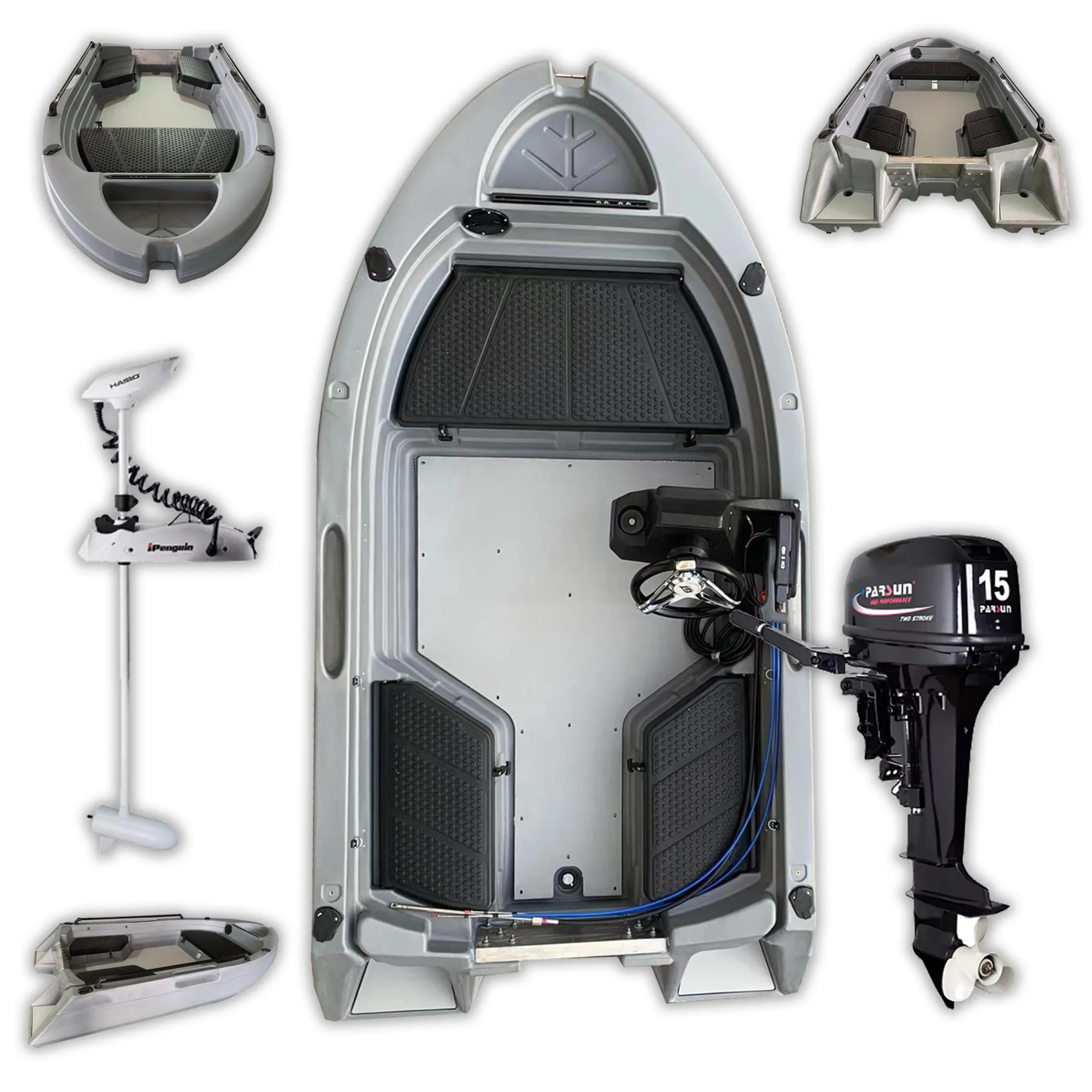 Arrival 10ft 3M kalastuskajakki sähkömoottorilla, rotaatiovalettu muovivene Tuffy -moottori