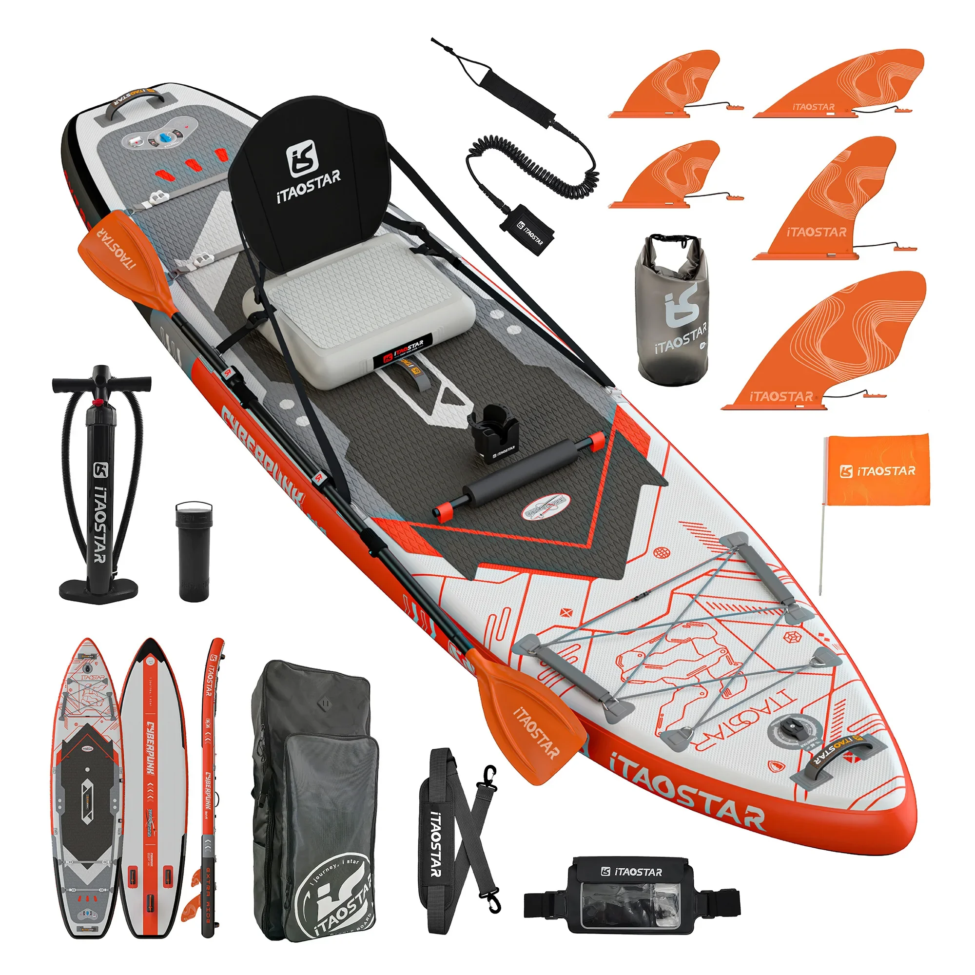 ITAOSTAR Cyberpunk C02C 2025 High-Quality PVC Inflatable Stand Up Paddle Board (SUP) for Surfing, Fishing & Yoga