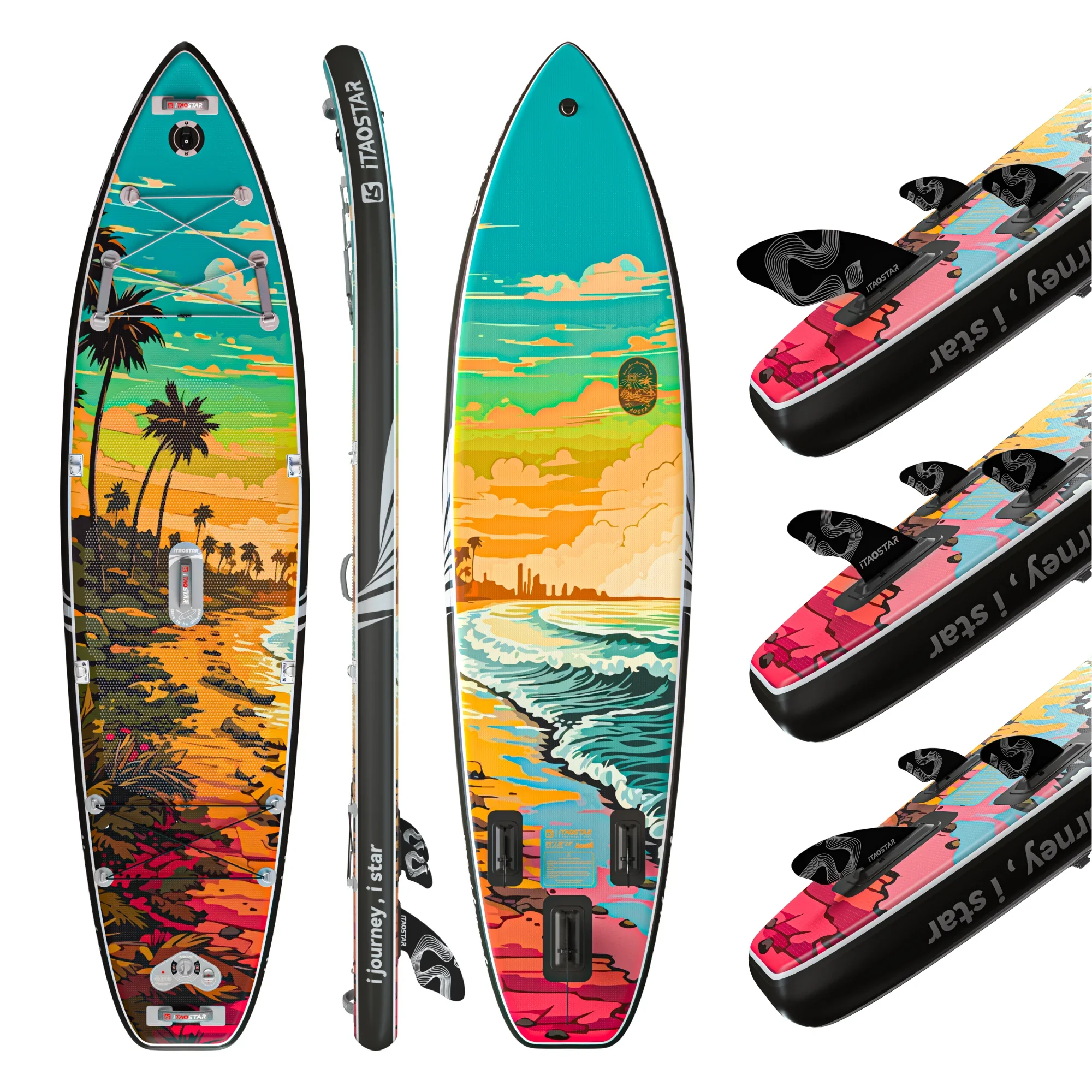 iTAOSTAR Novelty N02E 11'6" x 35" x 6" Custom Fusion Aufblasbares Bambus- und Holz-Paddleboard-Set mit SUP