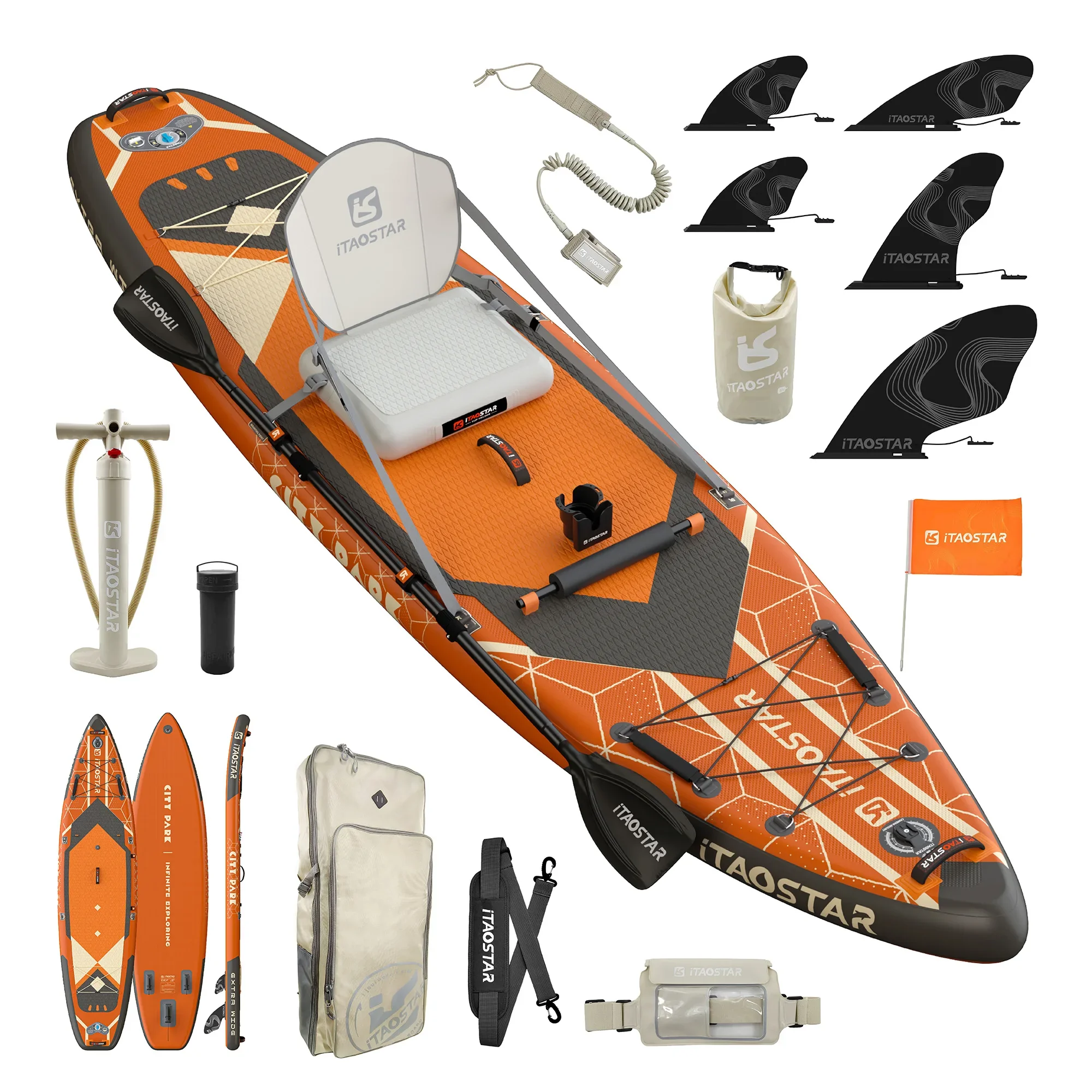 ITAOSTARC03D Aufblasbares Allround-Stand-Up-Paddle-Board (SUP) mit anpassbarem Design