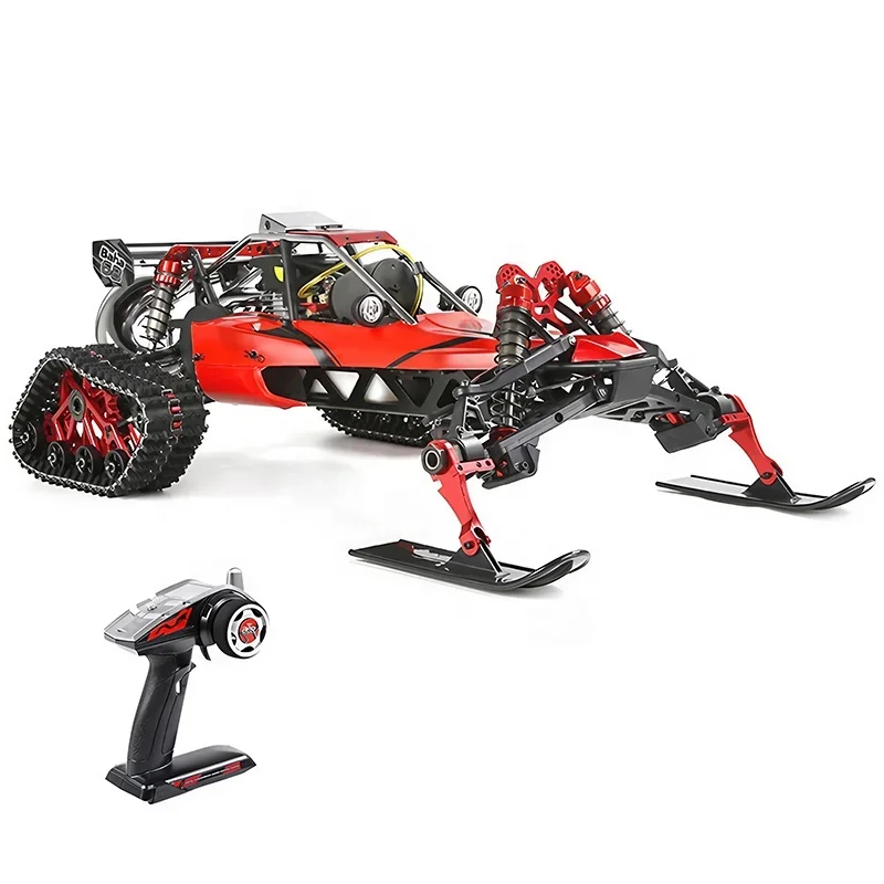 Buggy de nieve RC profesional Rofun BAHA450AS con pista de trineo, control remoto LCD de 1000 Mbps, motor de gas nitro de 45 cc y amortiguadores CNC.