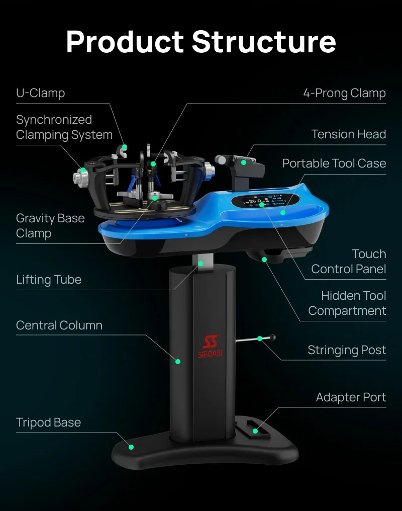 S5 Professional automaattinen sulkapallomailan jännelaite - korkeussäädettävä, erittäin pieni jännityksen säätö