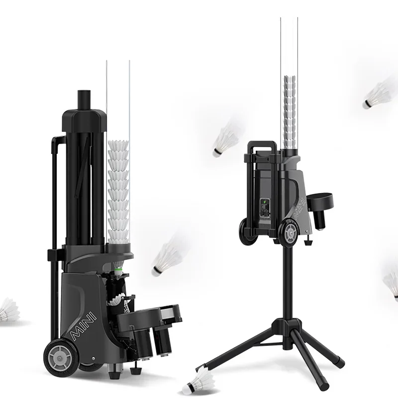 Máquina portátil de entrenamiento de bádminton con control remoto por aplicación y mini alimentador de volantes