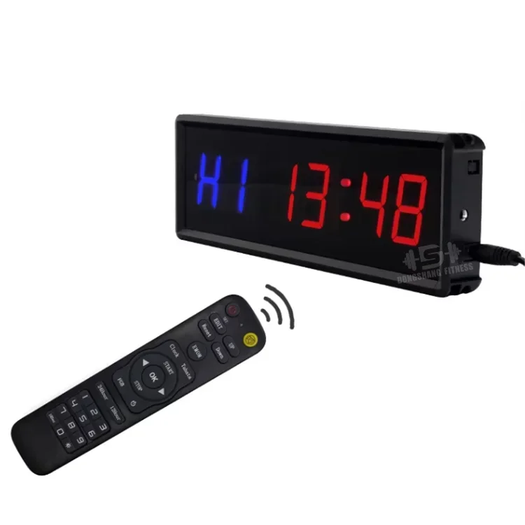 Grande horloge murale numérique de 38 cm (15 pouces) : Minuteur d'intervalles pour la salle de sport avec barre de progression, compte à rebours et chronomètre