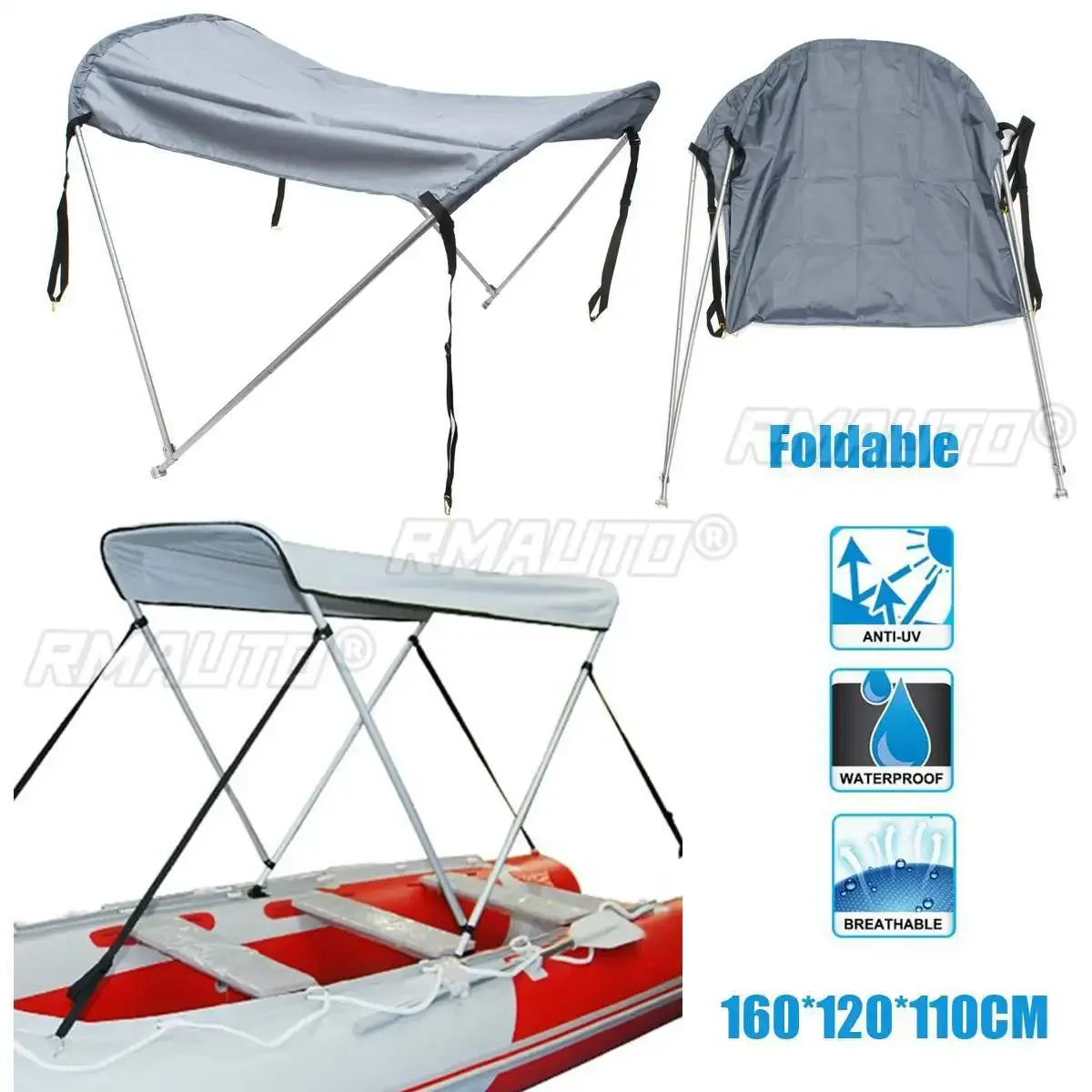 Abri pare-soleil gonflable pour bateau - Tente supérieure avec protection UV et structure pliable en alliage d'aluminium - Imperméable