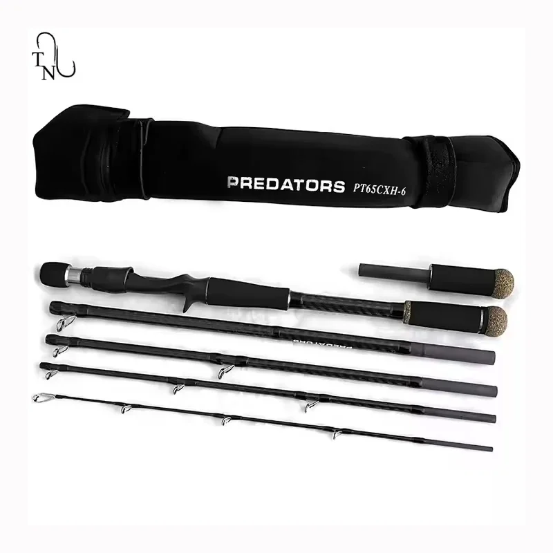 TN92 PT65CXH-6 Wysokiej jakości wędki spinningowe z włókna węglowego do połowu basów, przynęt i surfcastingu – 6 sekcji, wędka regulowana