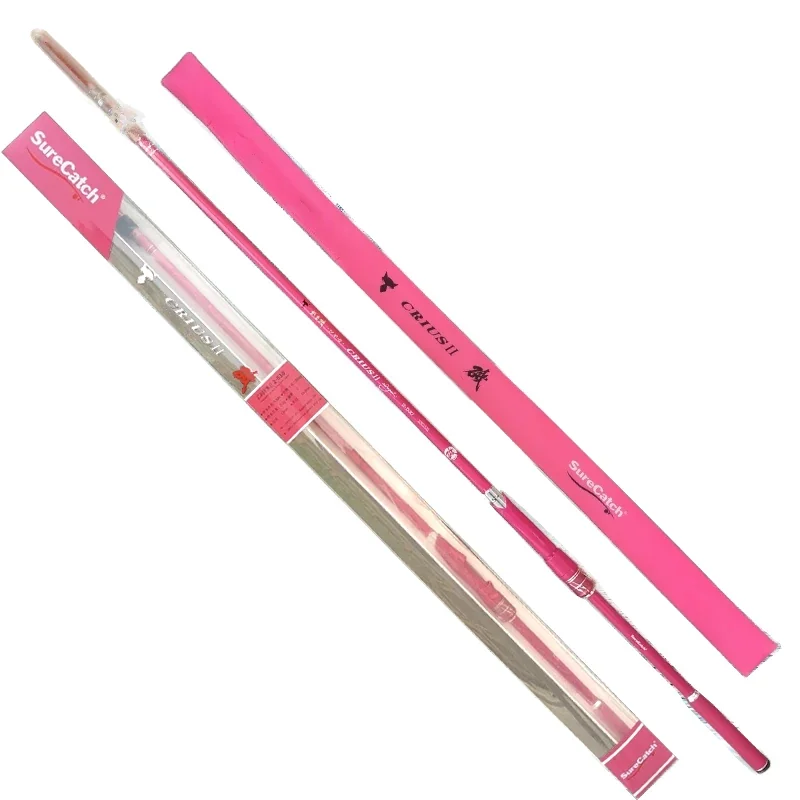 Kreis 2. sukupolven teleskooppinen hiilikuituinen kalastusvapa (vaaleanpunainen/musta) - Snapper-kalastus, pitkän kantaman kalastus, ultrakevyt kalastus, meri- ja karppikalastus