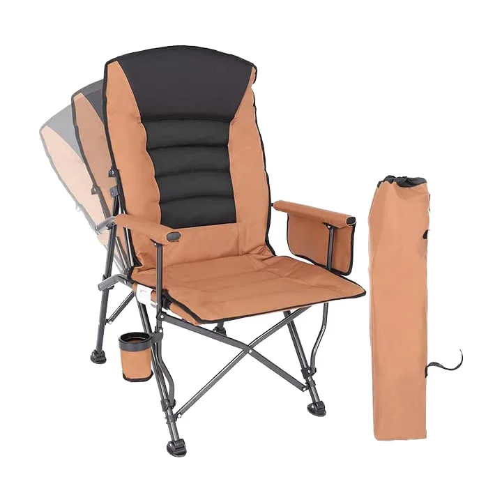 Folding Metal Camping Chairs with Cup Holders and Pockets - Durable for Hiking & Sports