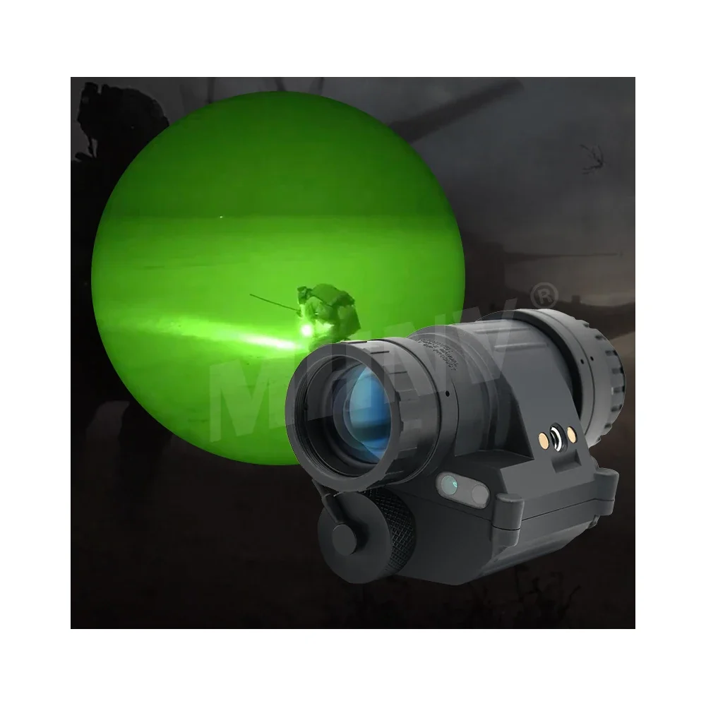 Monocular de visión nocturna PVS-14 de alto rendimiento FOM1400+ con montura en la cabeza y fósforo verde/blanco MHNV