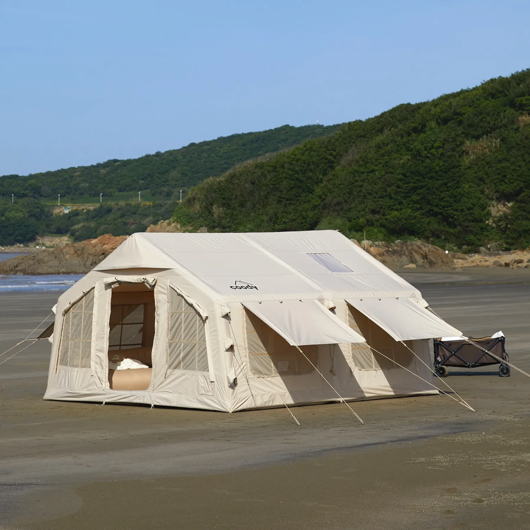 Nadmuchiwany, wodoodporny namiot premium – technologia Airbeam (9 12) – tkanina Oxford, przenośny i odpinany, na imprezy i kempingowe przygody