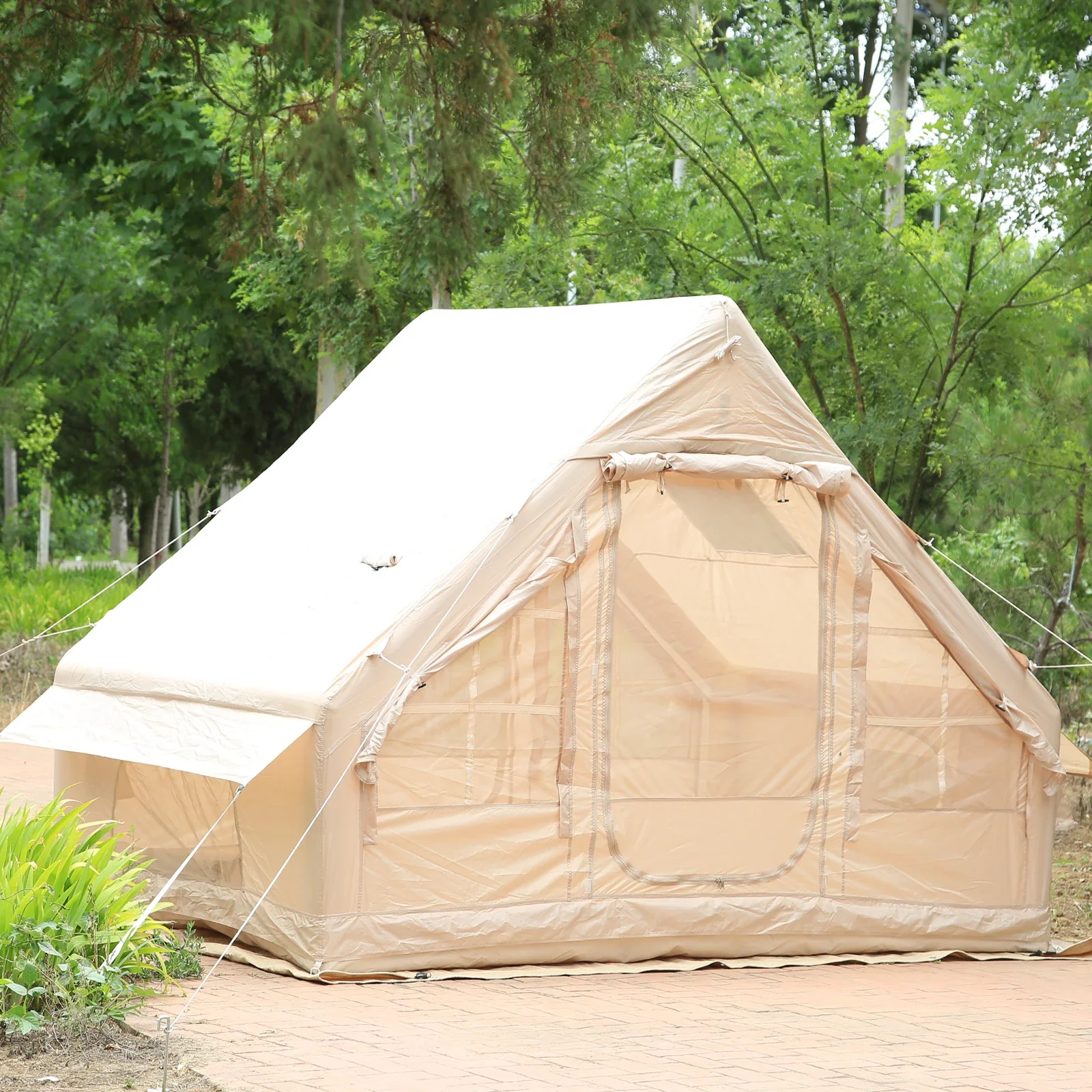 Tente de camping gonflable 4 saisons - Protection renforcée contre le soleil et la pluie, entièrement coupe-vent