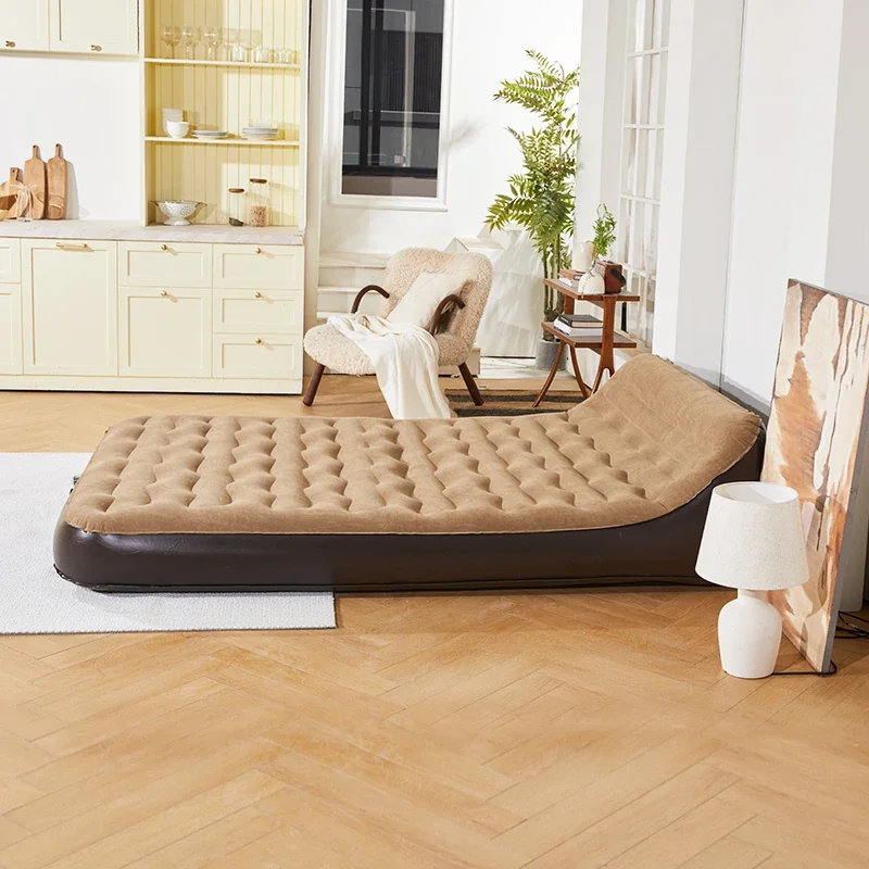 Colchón inflable plegable moderno de tamaño personalizado (Queen) con respaldo para acampar y el hogar.