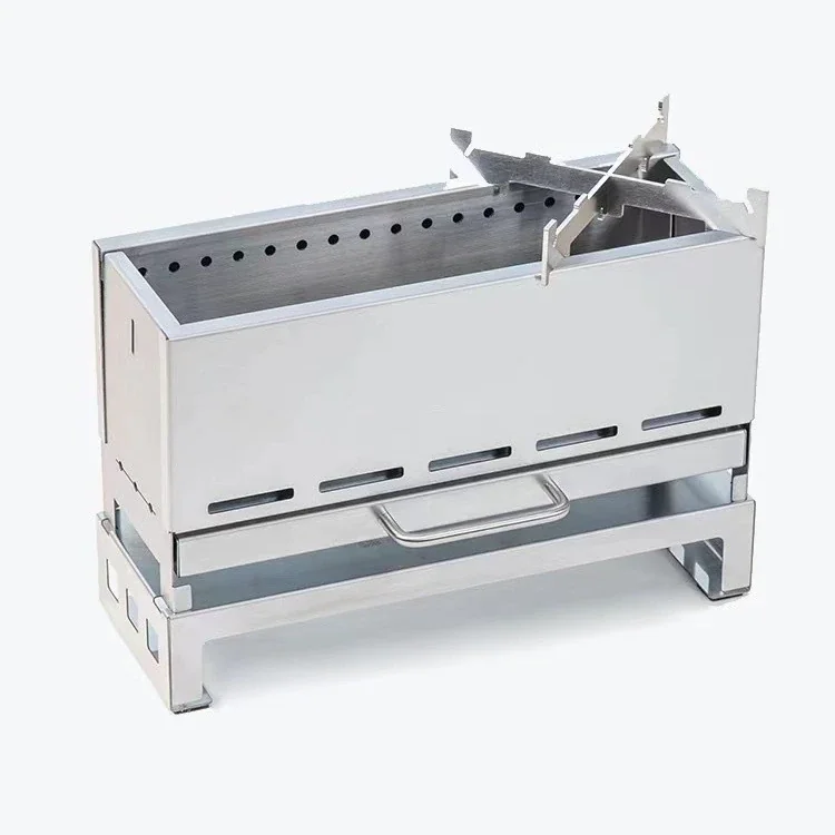 Bezdymne palenisko i grill ze stali nierdzewnej 304 - przenośny piec węglowy na ognisko na kemping, imprezy tailgatingowe i stoły IG Daj mi znać, jeśli potrzebujesz pomocy z innymi tytułami produktów!