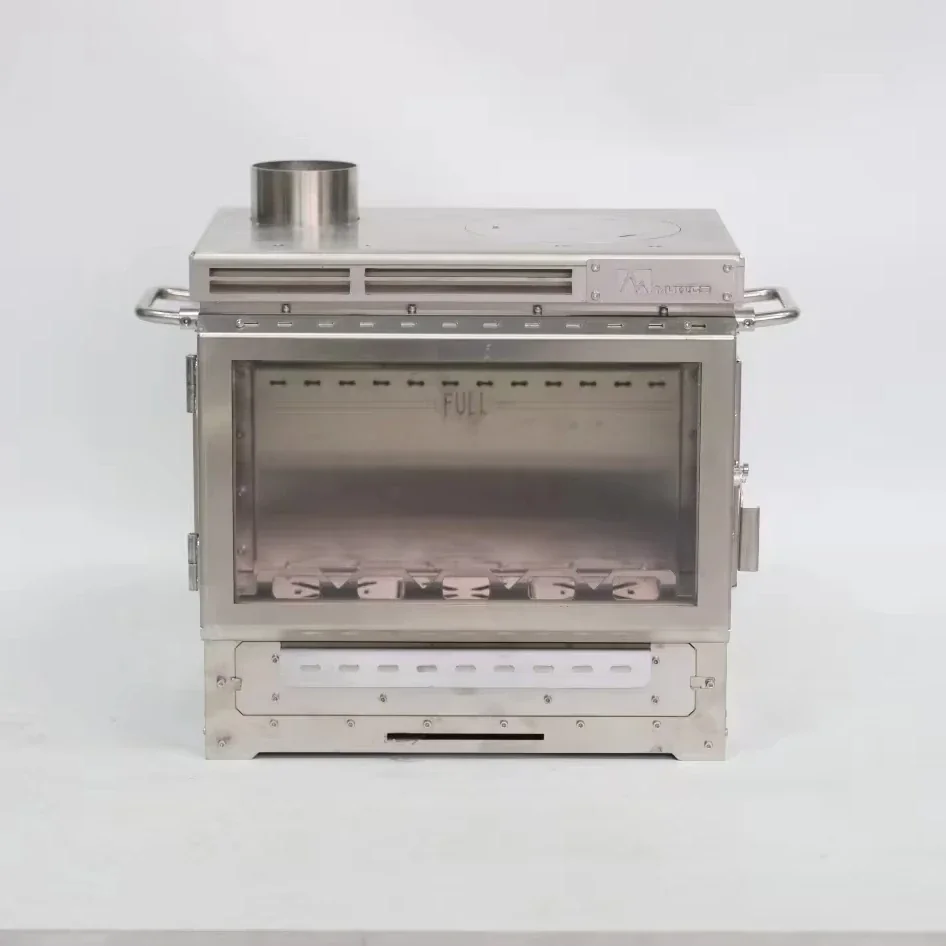 Estufa de camping portátil para barbacoa, calefacción y cocina - Juego de utensilios de cocina plegables de acero inoxidable