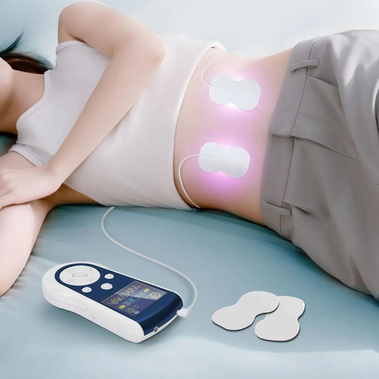 Zweikanal-EMS-Muskelstimulator mit 50 Intensitätsstufen zur Schmerzlinderungstherapie, wiederaufladbares Impulsmassagegerät