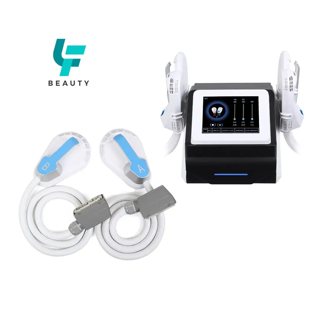 Lufenbeauty Tragbares EMS-Gerät mit 4 Griffen zur Fettentfernung und Muskelstimulation für Körperformung