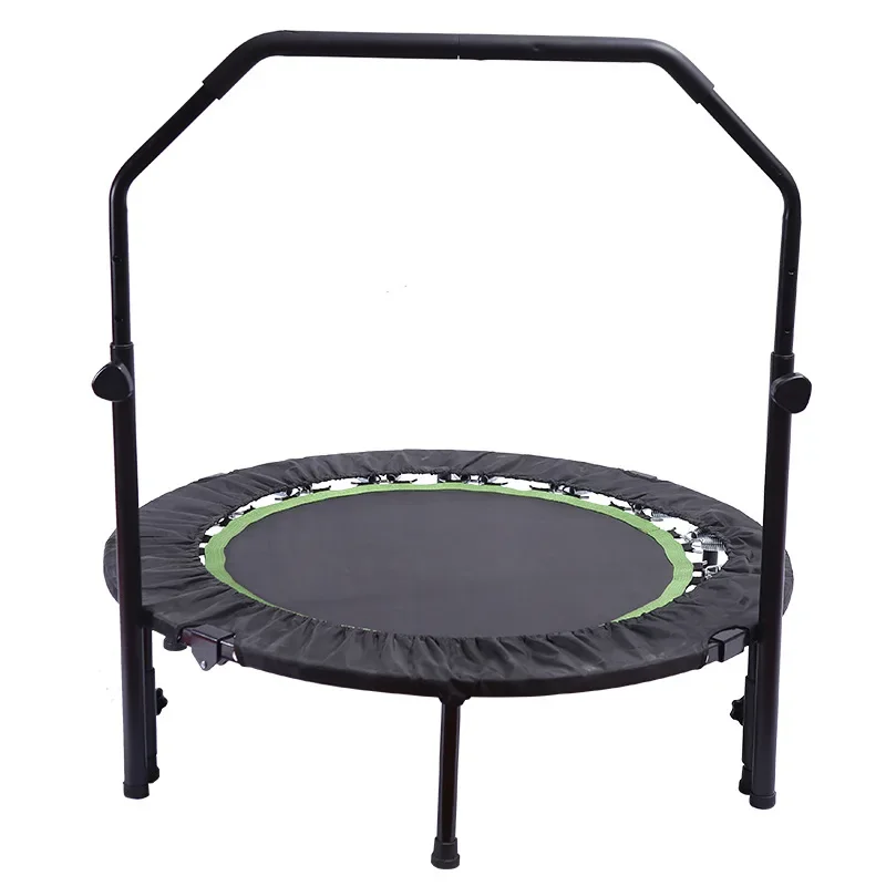 Trampoline de fitness pliable avec guidon réglable et coussin de sécurité