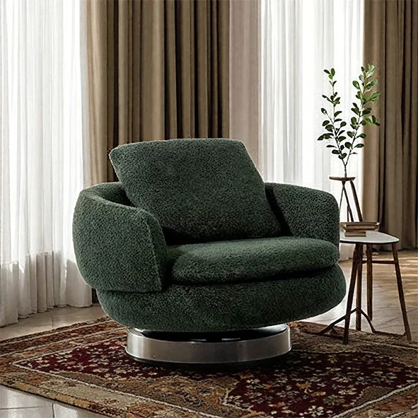 Italialainen minimalistinen pyörivä nojatuoli - ruostumattomasta teräksestä valmistettu pyörivä sohva