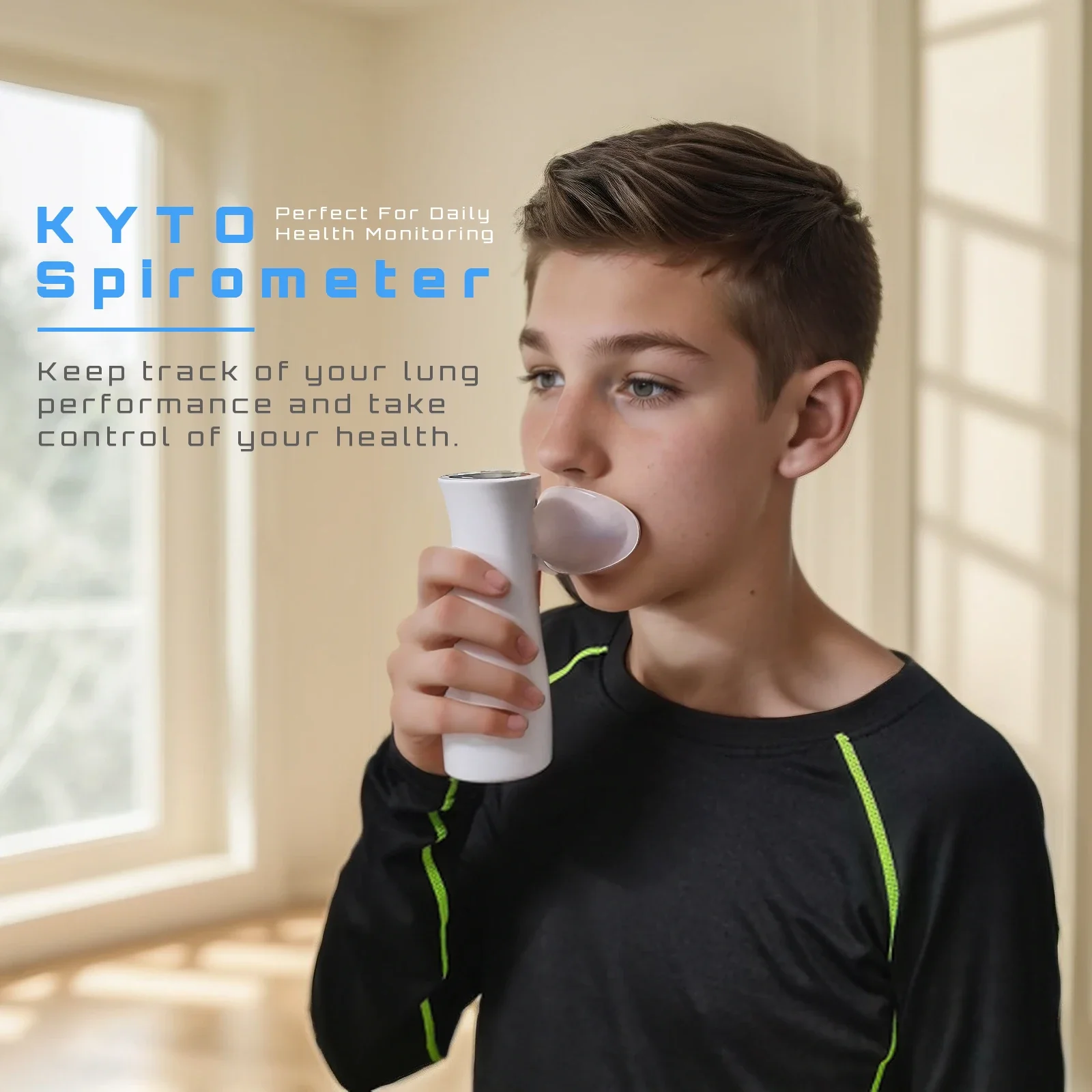 Digitales Spirometer KYTO2850: LCD-Atemtrainer zur Messung von Lungenkapazität und Peak-Flow