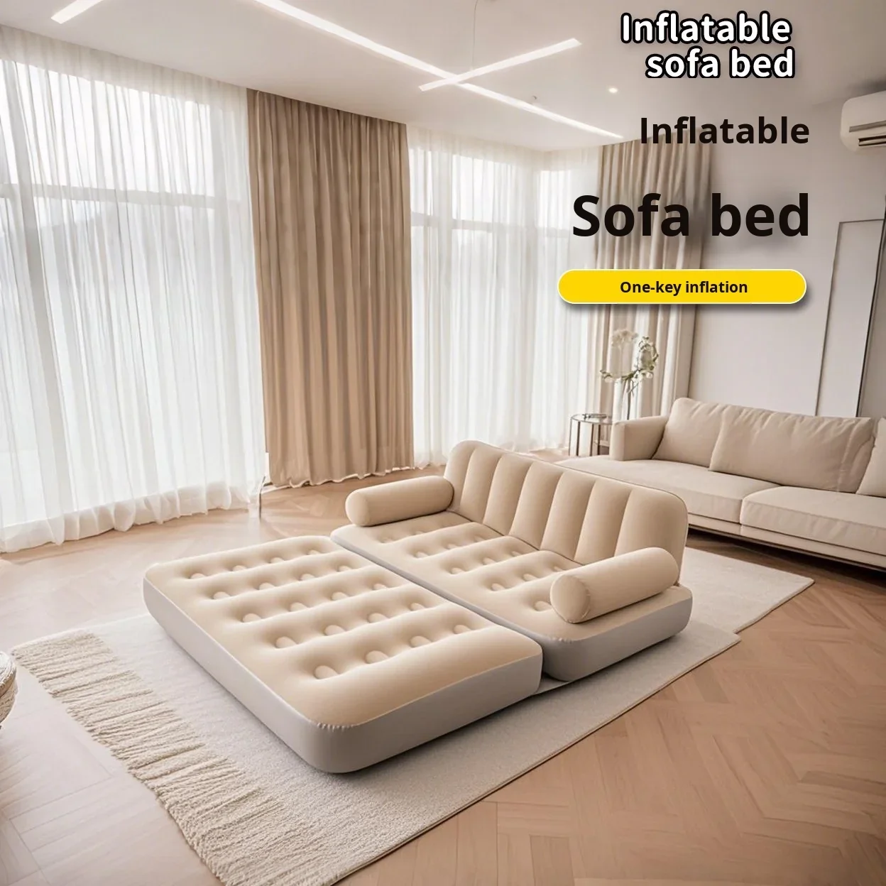 Sofá cama inflable automático: sofá plegable portátil para acampar y sala de estar