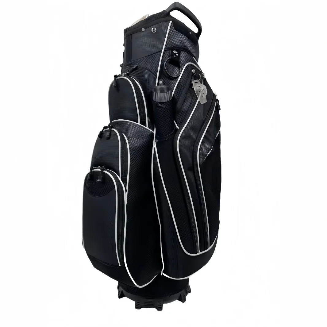 Bolsa de golf impermeable de cuero sintético de lujo de marca ASL GOLF OEM con logotipo personalizado - Personal de viaje negro, con 14 compartimentos y duradera