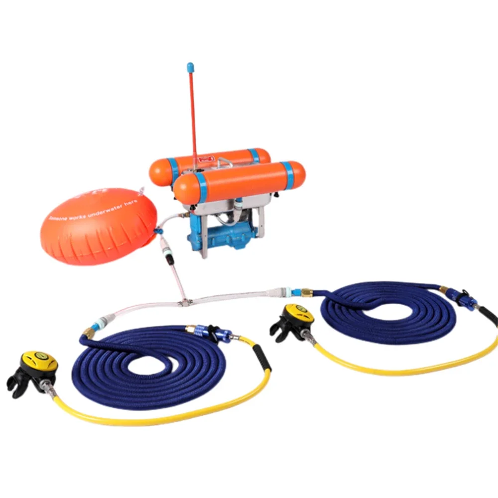 System nurkowy z fajką wodną L200+ V: Kompresor nurkowy dla dwóch osób z akumulatorem 75 Ah