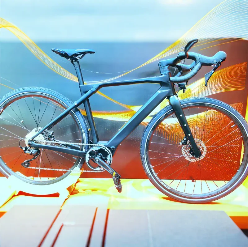 Hiilikuituinen sorasähköpyörä - maastoon, M820-moottori, hiilikuituinen maantiepyörän runko